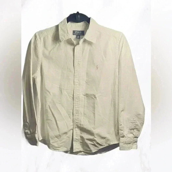 Polo by Ralph Lauren cream cotton chambray button down long sleeve 14/16 - Picture 2 of 5